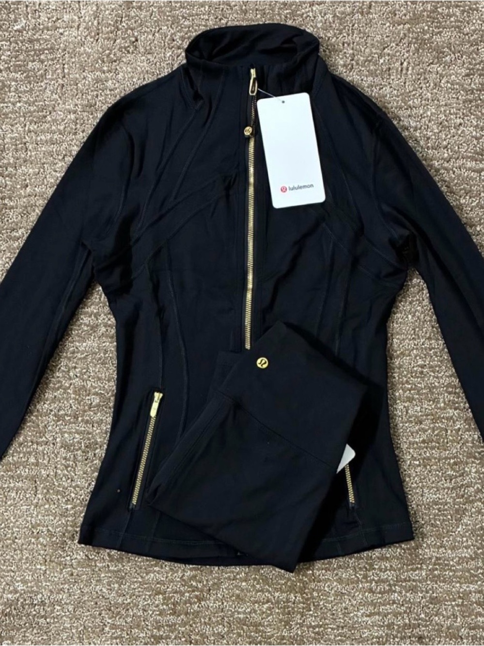 lululemon athletica Black Zip-Up Jacket with Gold Accents